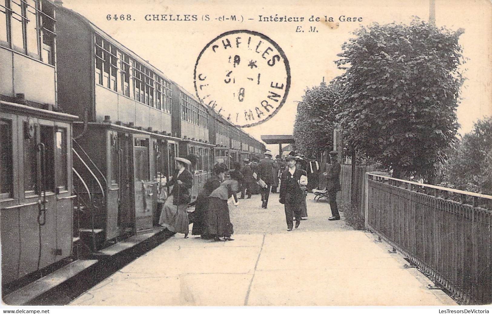 France - Chelles - Intérieur De La Gare - E.M. - Train - Animé - Carte Postale Ancienne - Torcy