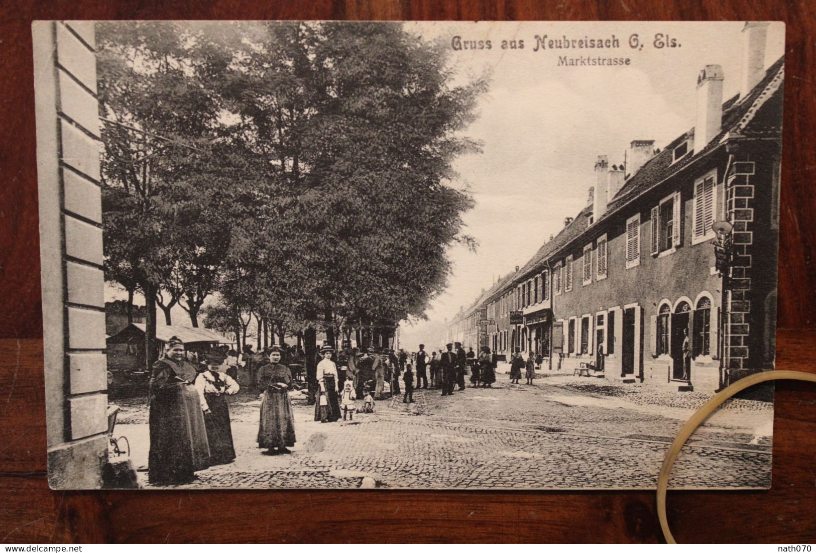 AK 1900's Cpa Gruss Aus Gruß Neubreisach Marktstrasse Neuf Brisach Deutsches Reich Litho Elsass Animée Voyagée - Neuf Brisach