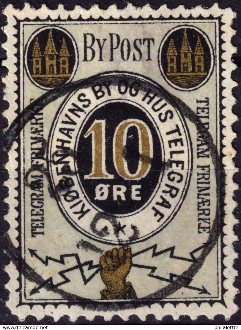 DANEMARK / DENMARK - 1880 - COPENHAGEN Lauritzen & Thaulow Local Post 10 øre Black, Gold & Grey - VF Used - Emissions Locales