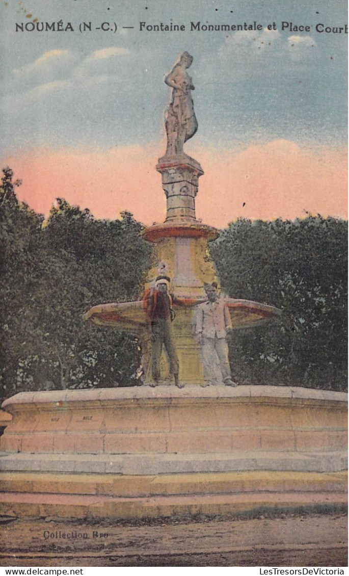 Nouvelle Calédonie - Nouméa - Fontaine Monumentale Et Place Courbet - Colorisé - Animé - Carte Postale Ancienne - Nueva Caledonia