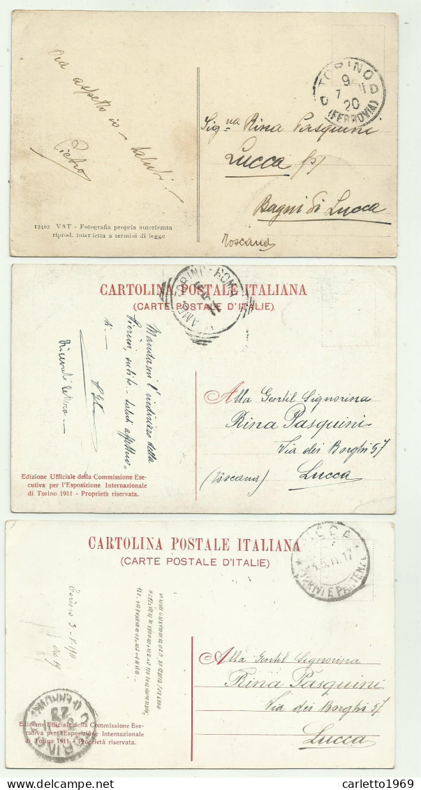 TRE CARTOLINE ESPOSIZIONE DI TORINO 1911 VIAGGIATE FORMATO PICCOLO - Exhibitions