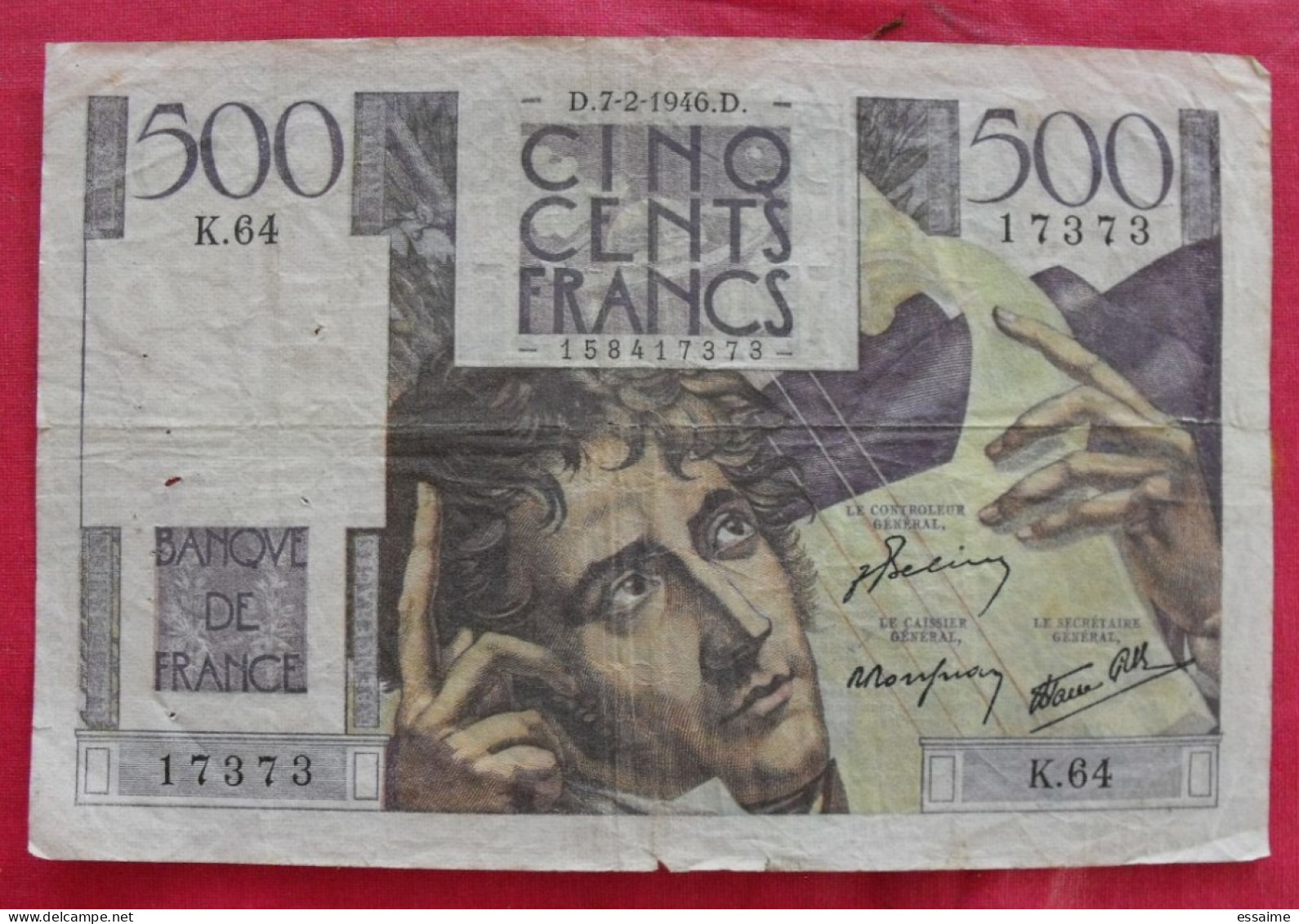 France. Billet 500 Cinq Cents Francs Chateaubriand. 7-2-1946. K64 - 1 000 F 1927-1940 ''Cérès Et Mercure''