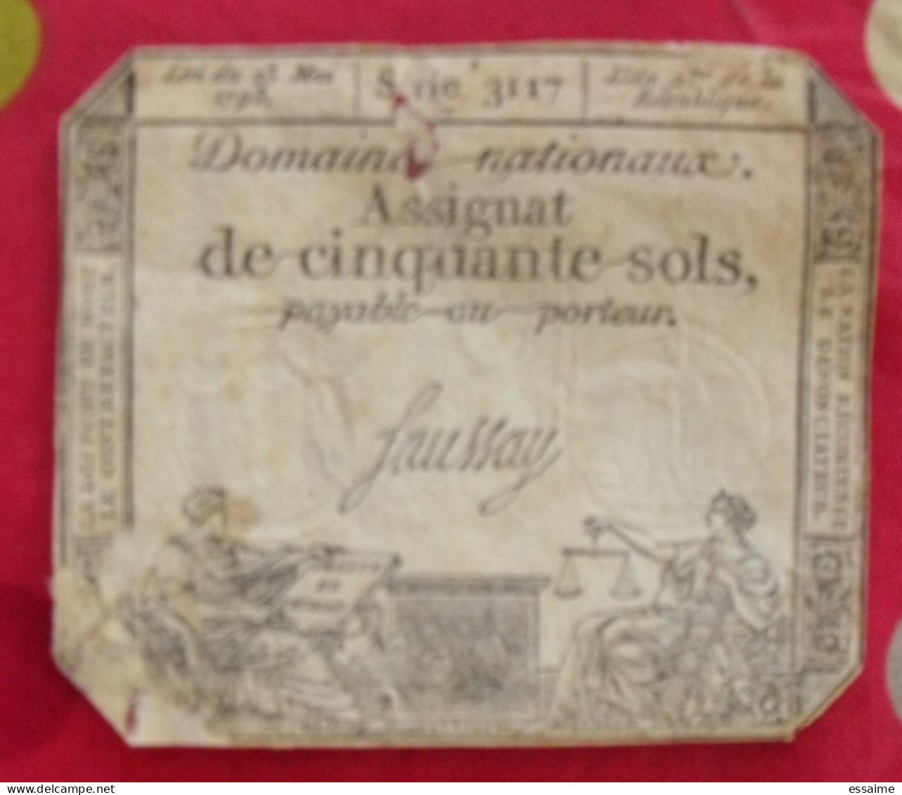 France. Assignat De Cinquante Sols Série 3117. Loi Du 23 Mai 1793 - Assignats & Mandats Territoriaux