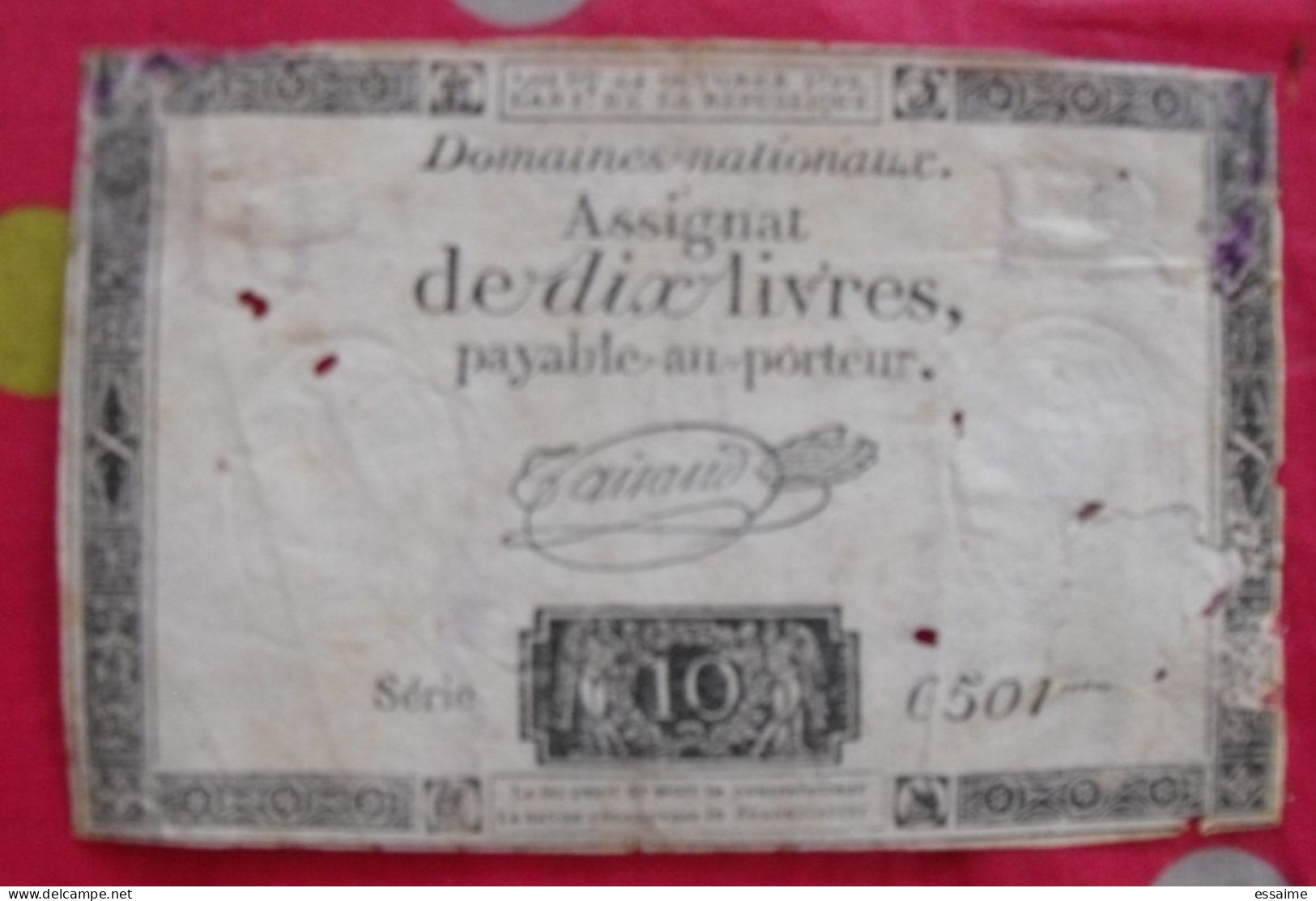 France. Assignat De Dix Livres Série C501. Loi Du 24 Octobre 1792 - Assegnati