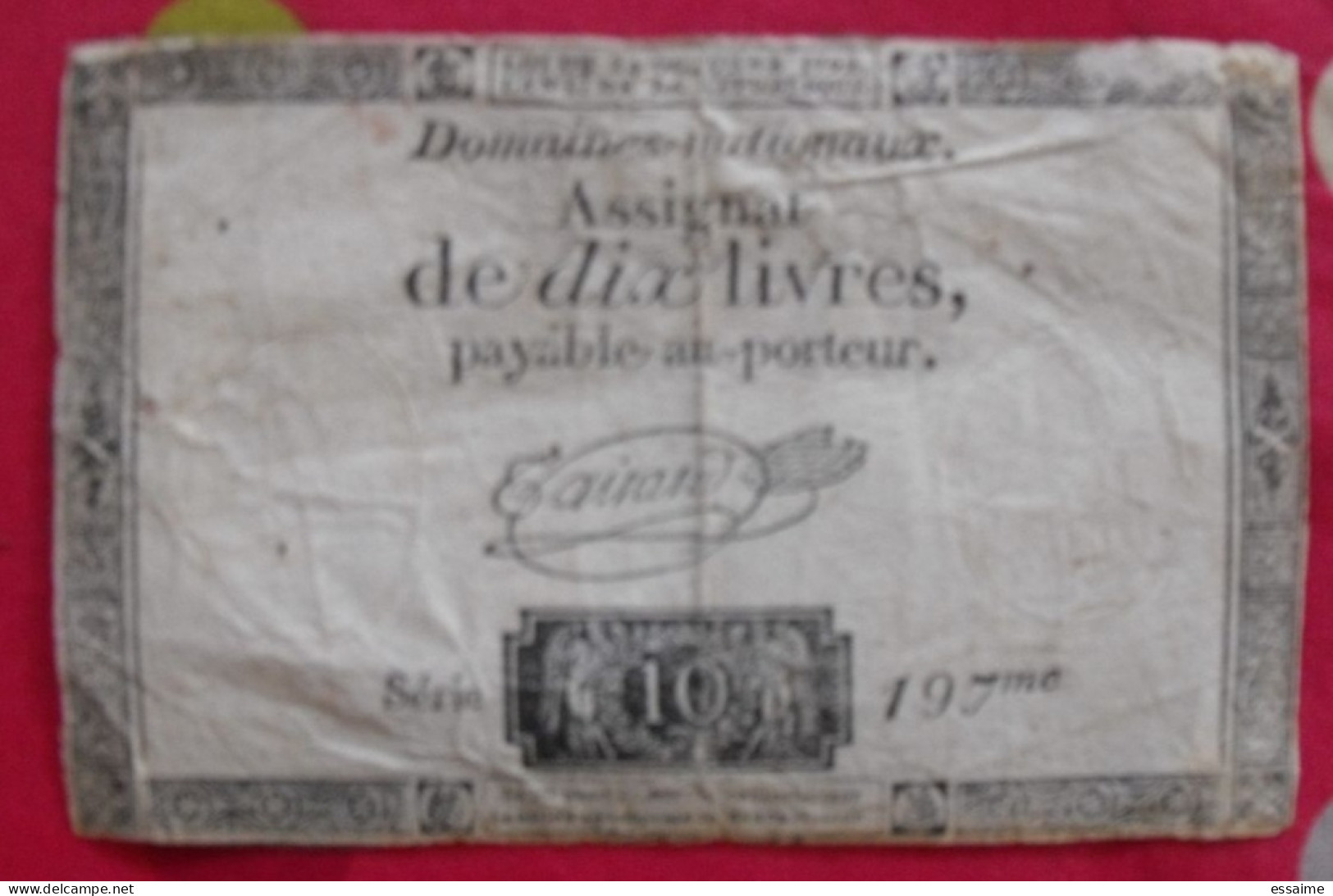 France. Assignat De Dix Livres Série 197. Loi Du 24 Octobre 1792 - Assignate