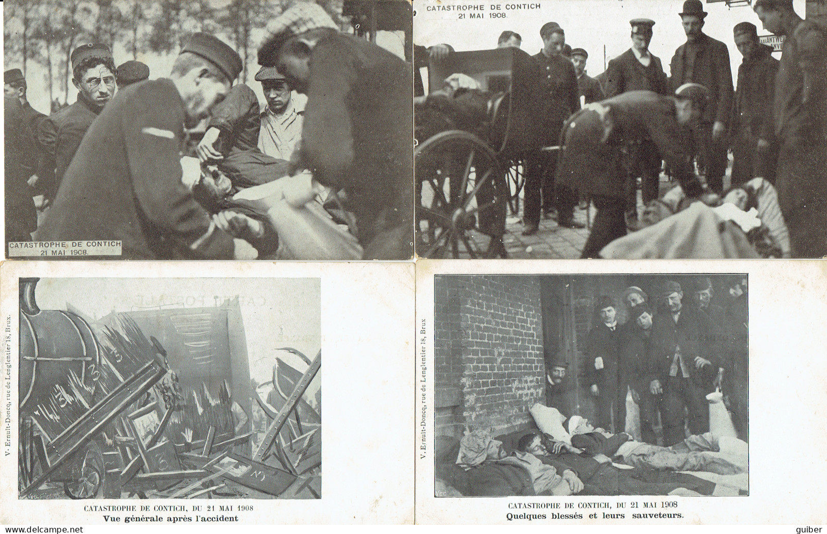 Kontich Catastrophe  Du 21 Mai 1908   4 Cartes - Kontich