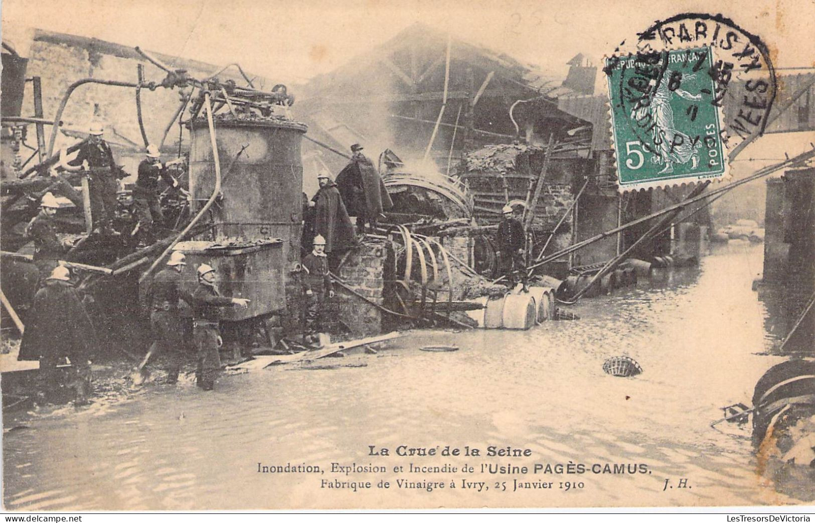 France - Paris - La Crue De La Seine - Explosion Et Incendie De L'usine Pagès Camus - Carte Postale Ancienne - Enseignement, Ecoles Et Universités