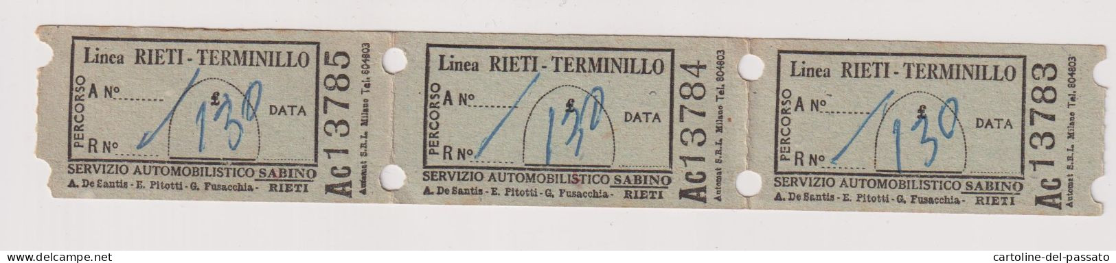 Biglietto Servizio Automobiilistico Sabino Linea Rieti Terminillo - Europe