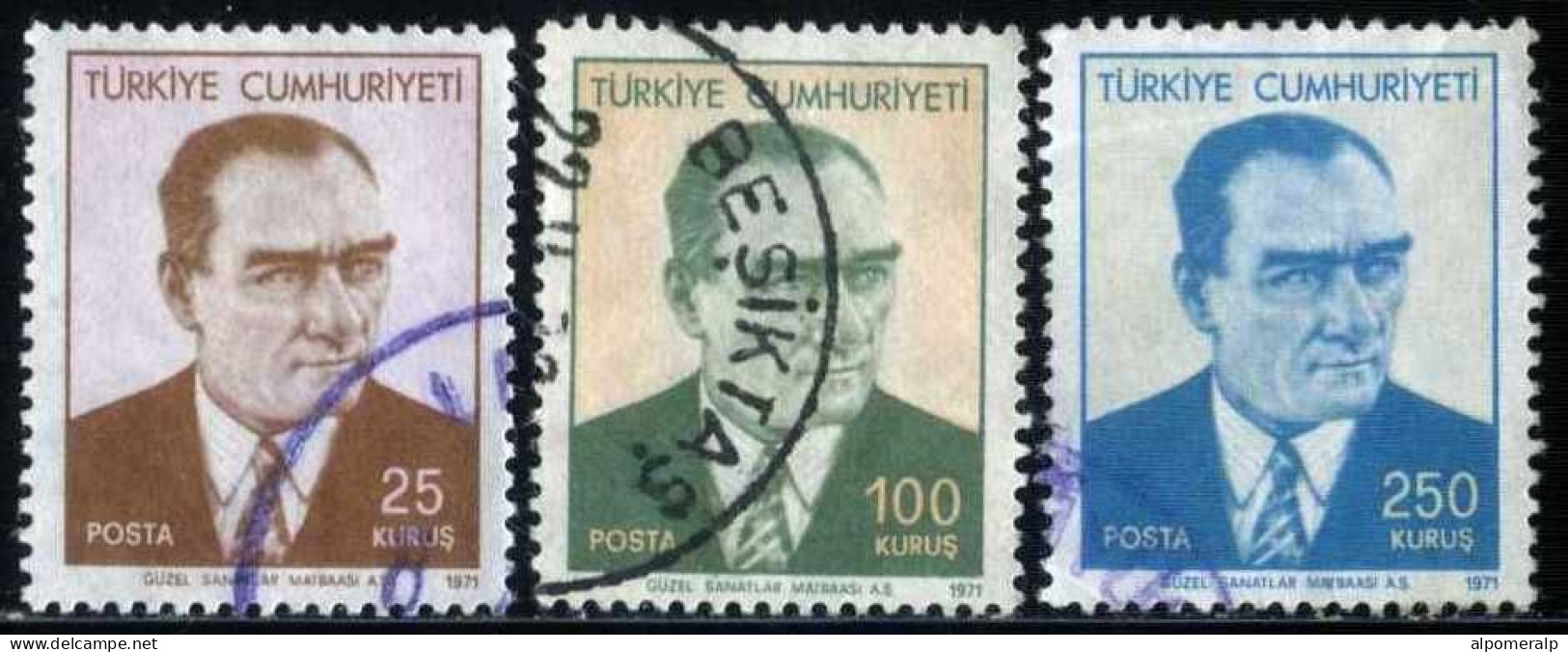 Türkiye 1971 Mi 2216-2218 ATATÜRK Regular Issue Stamps - Used Stamps