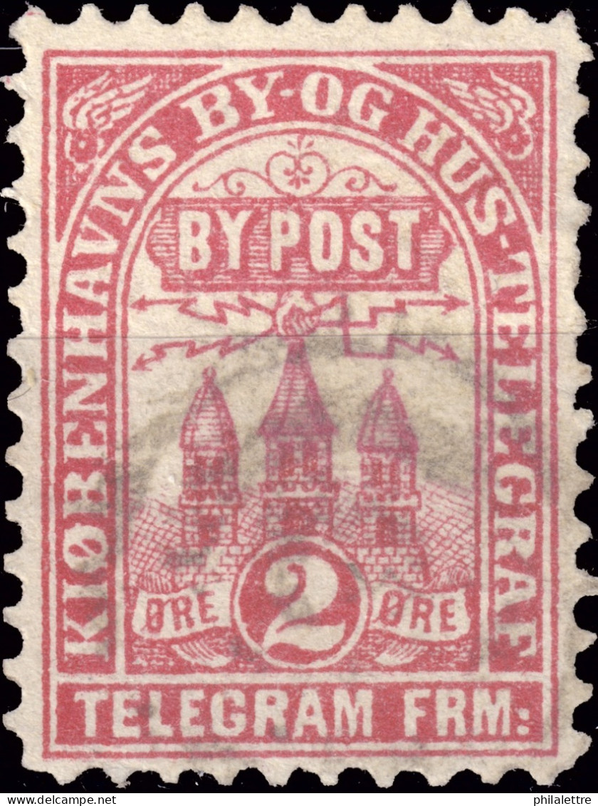 DANEMARK / DENMARK - 1880 - COPENHAGEN Lauritzen & Thaulow Local Post 2 øre Rose-red - VF Used° -g - Local Post Stamps