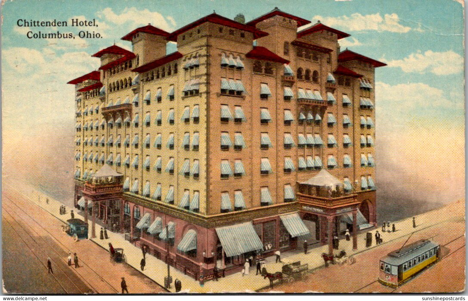 Ohio Columbus Chittenden Hotel 1917 Curteich - Columbus