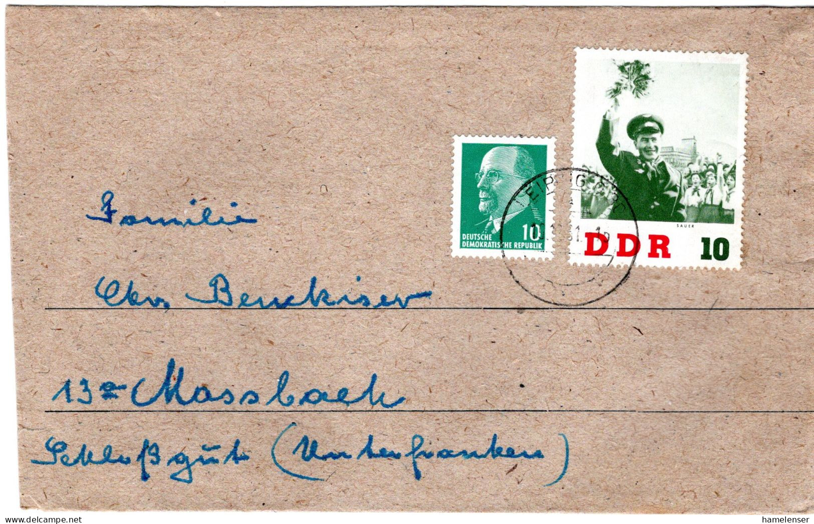 57625 - DDR - 1961 - 10Pfg Titow-Besuch MiF A Bf LEIPZIG -> Westdeutschland - Europa