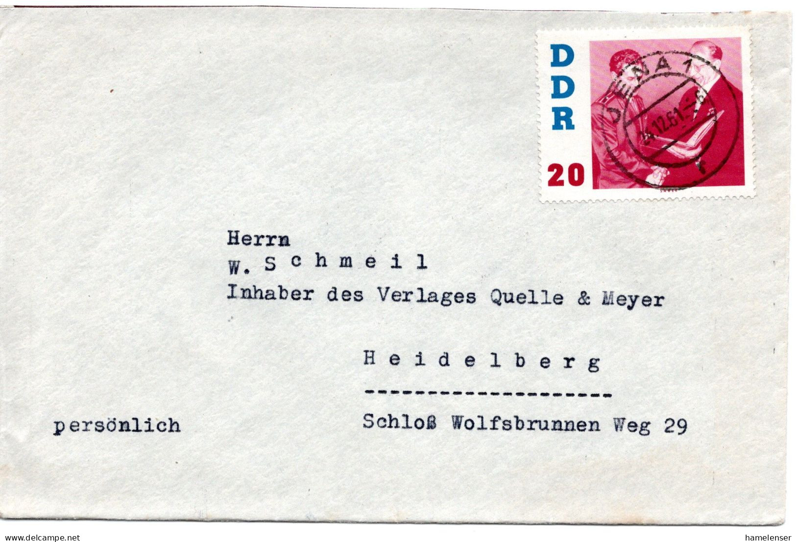 57627 - DDR - 1961 - 20Pfg Titow-Besuch MiF A R-Bf JENA -> Westdeutschland - Europa