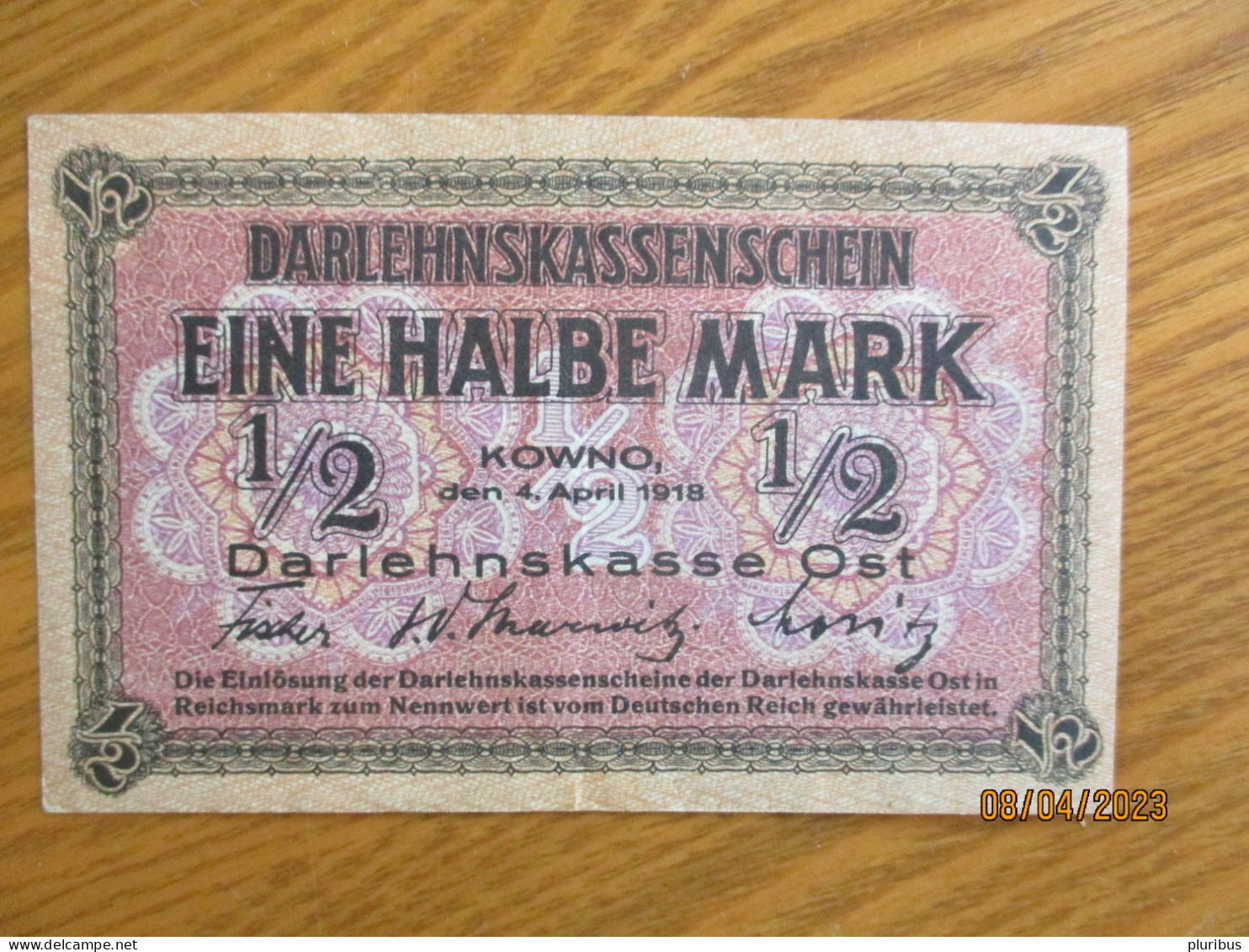 GERMANY   LATVIA  LITHUANIA  KOWNO 1918  1/2  MARK  BANKNOTE , 8-29 - Eerste Wereldoorlog