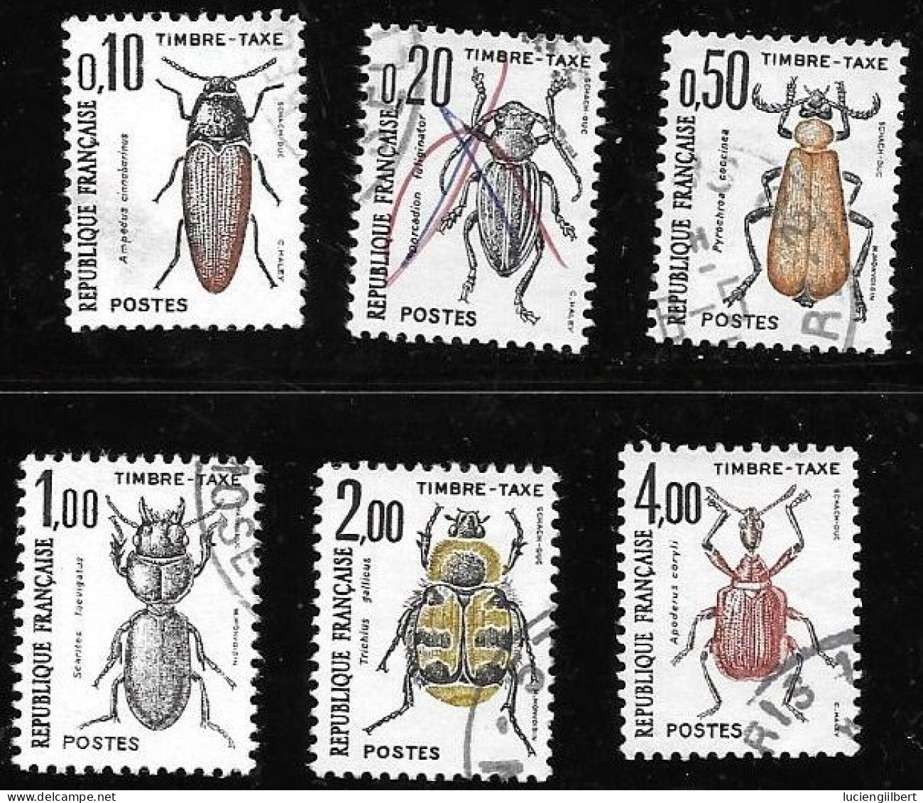 TAXE  -  TIMBRE N° 103 A 108    -   INSECTES  -     OBLITERE  -  1982 - 1960-.... Oblitérés