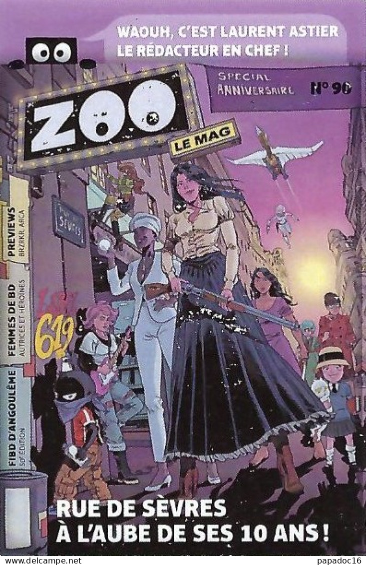BD - Autocollant - Zoo Le Mag ( Couverture Du N° 90 : Janvier 2023, Ill. : 10 Ans De Rue De Sèvres) - Autocollants