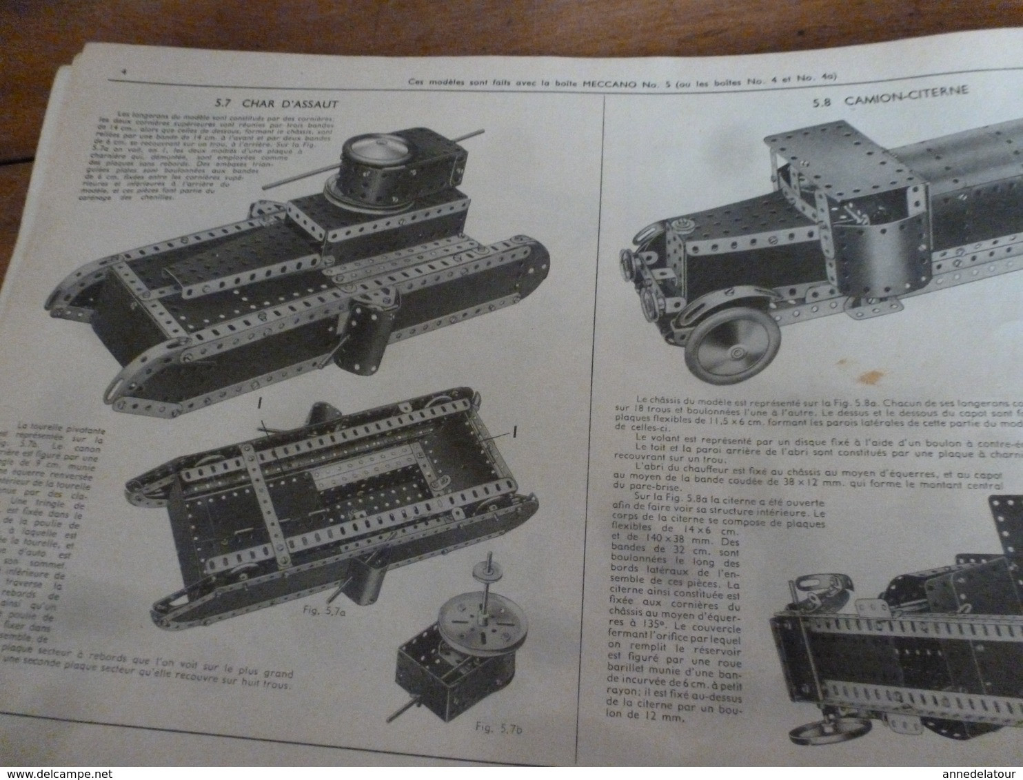 Manuel d'Instruction  MECCANO n° 4A- avec modèles de constructions (24 pages compris couverture)