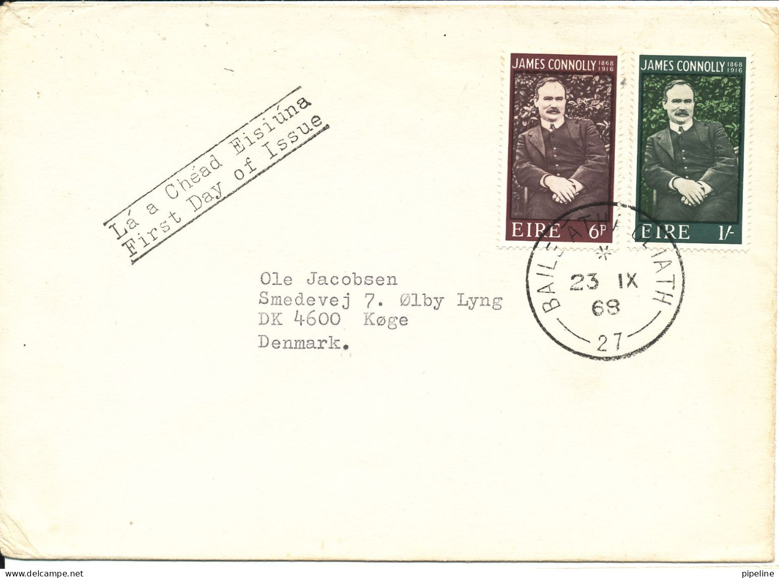 Ireland FDC 23-9-1968 Birth Centenary Of JAMES CONNOLLY 1968 Irish Socialis - FDC