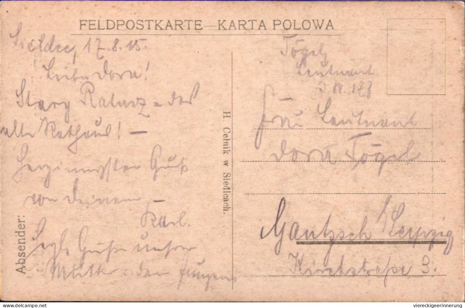 ! 1915 Feldpost Ansichtskarte Siedlce, Stary Ratuz, Polen - Pologne