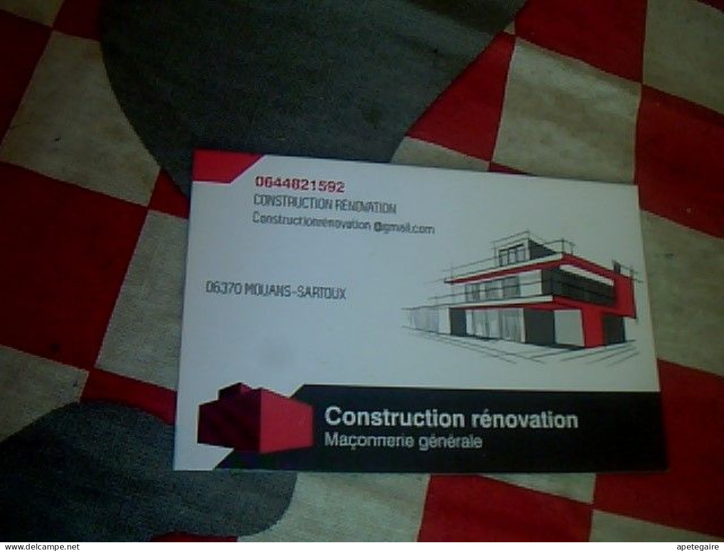 Mouans Sartoux ( 06 ) Carte De Visite  Construction. Rénovation - Cartes De Visite