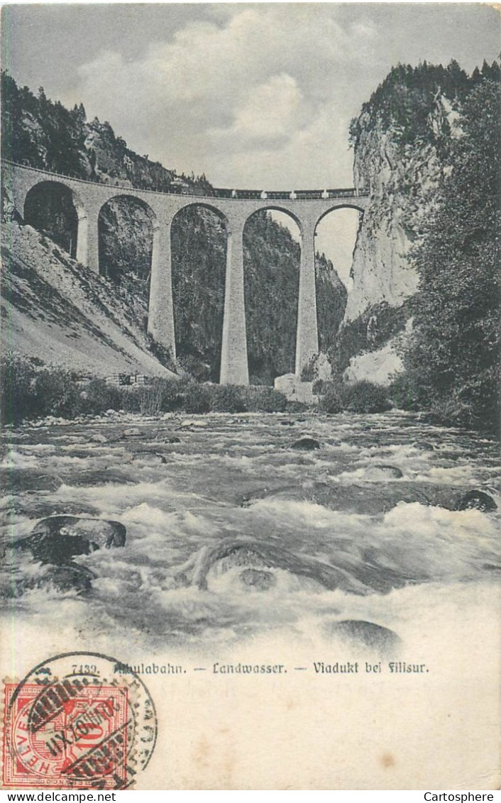 CPA Europe > Suisse > GR Grisons Albulabahn Landwasser - Viadukt Bei Filisur Ligne De L'Albula Chemin De Fer - Filisur