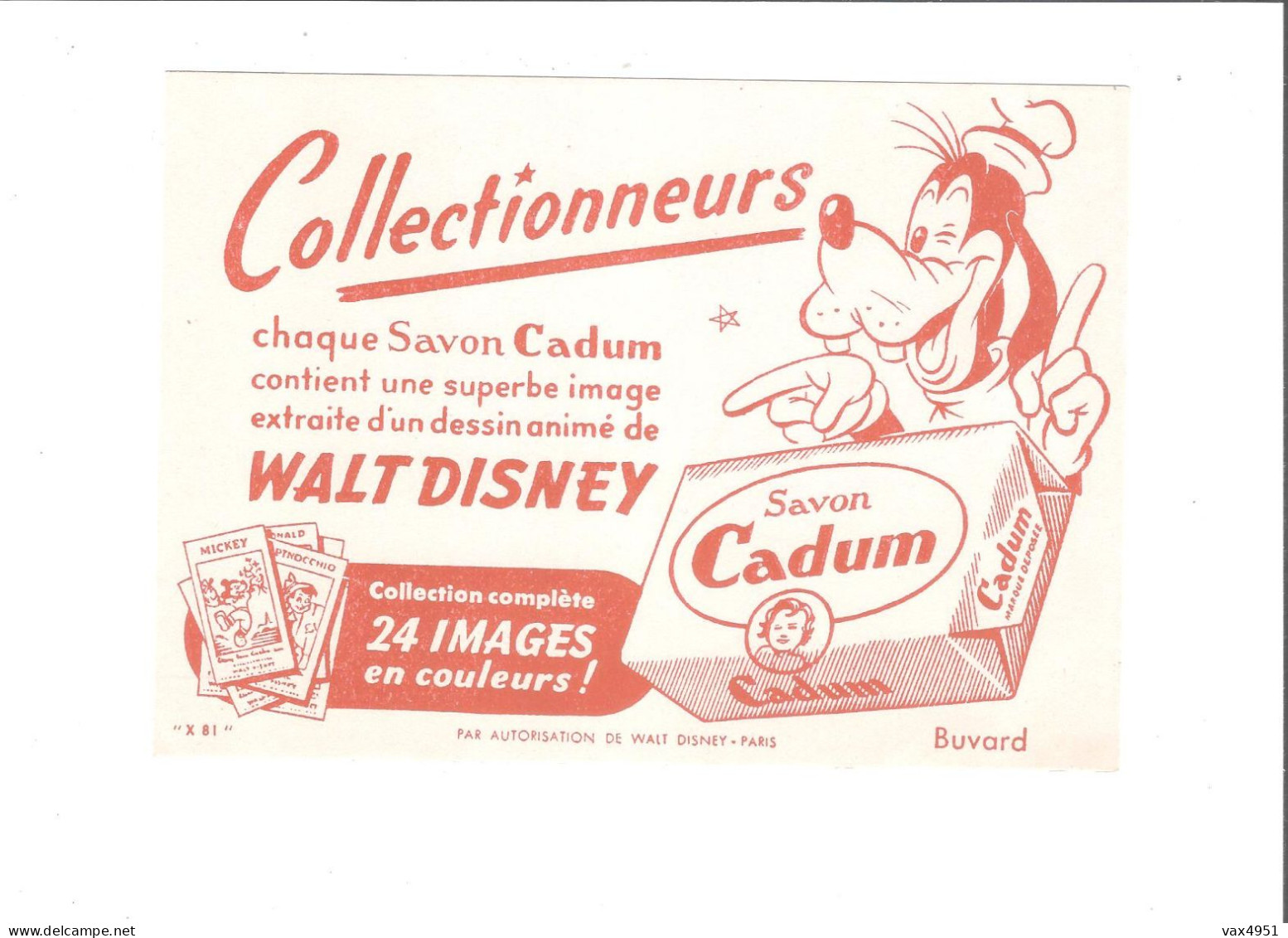 BUVARD  THEME SAVON CADUM   WALT DISNEY  DINGO            ****         A  SAISIR **** - Parfums & Beauté