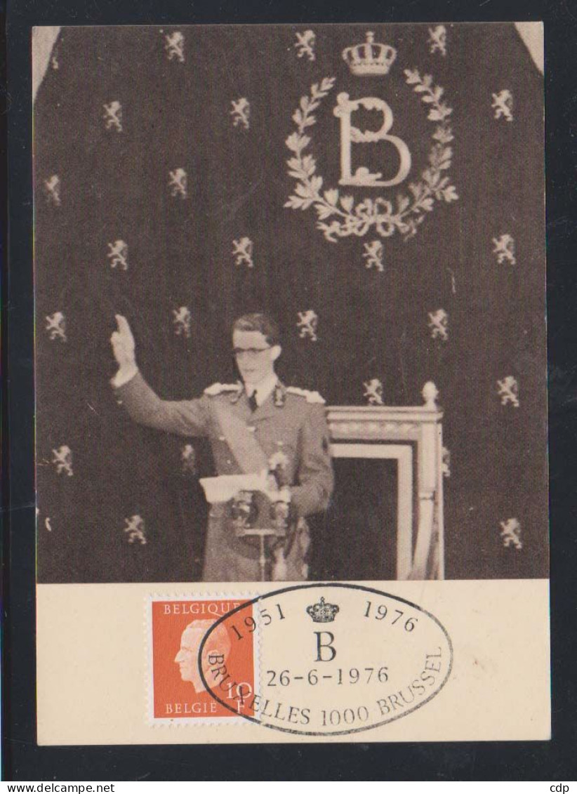 Carte Anniversaire Régne Roi Baudouin Avec Timbre  1976 - Zonder Classificatie