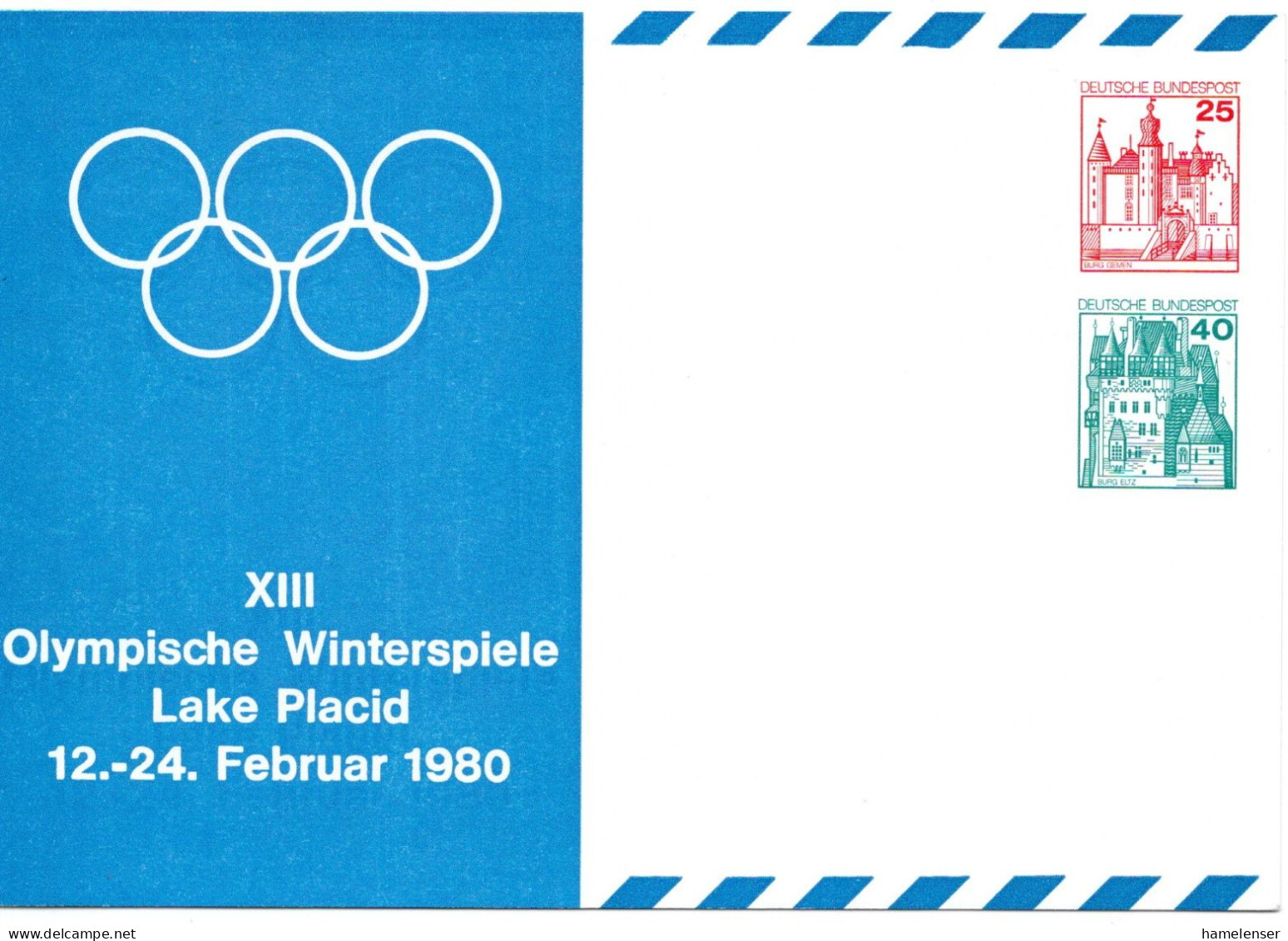 57697 - Bund - 1980 - 25Pfg&40Pfg B&S PGALpKte "Winterolympiade Lake Placid", Ungebraucht - Invierno 1980: Lake Placid