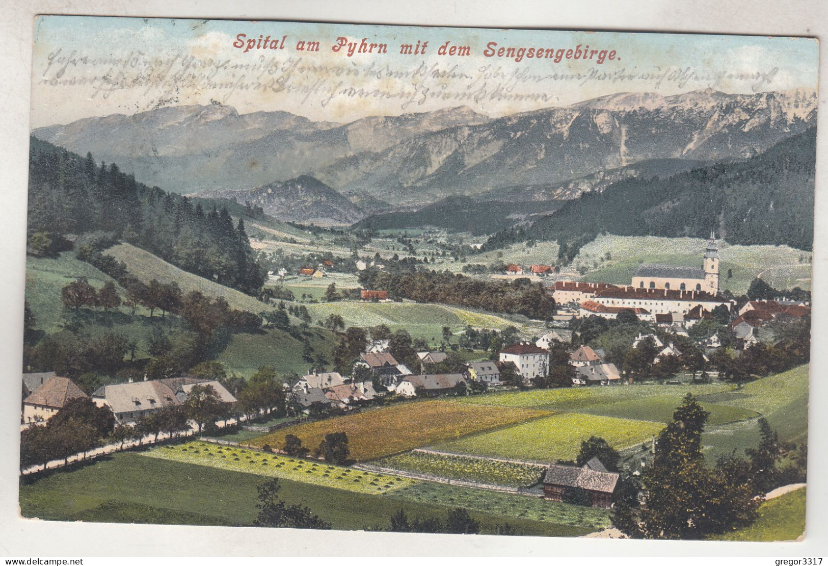 C7090) SPITAL Am PYHRN Mit Dem Sengsengebirge - Häuser Details Felder Kirche Straße Allee 1910 - Spital Am Phyrn
