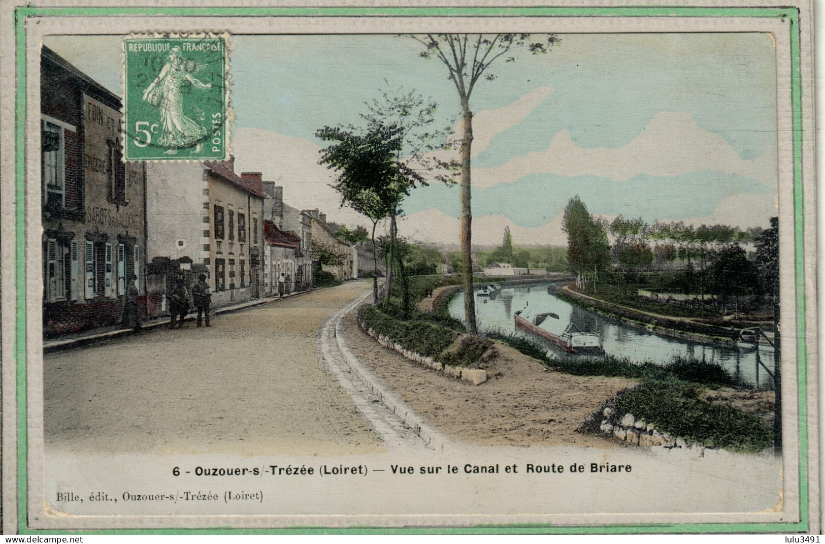 CPA (45) OUZOUER-sur-LOIRE - Mots Clés: Canal, Chemin De Halage, écluse, Péniche, Route De Briare - Carte Colorisée - Ouzouer Sur Loire