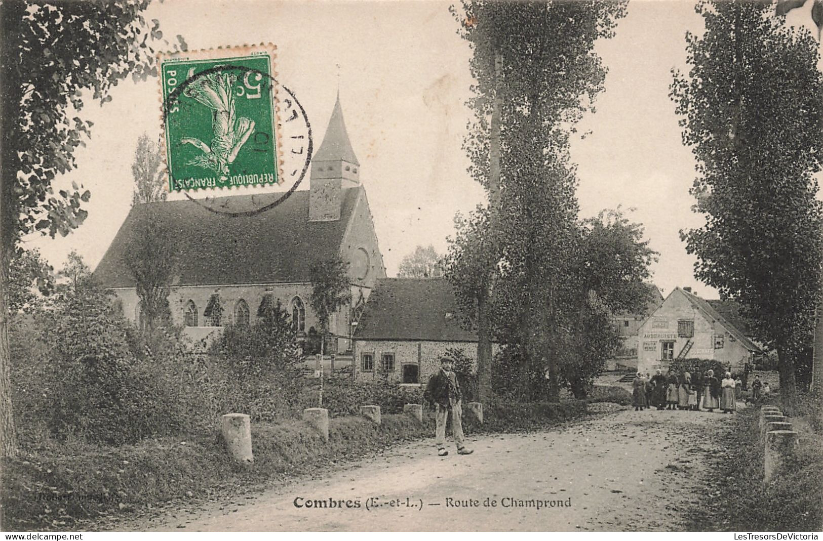 France - Combres - Route De Champrond - Animé - Clocher  - Carte Postale Ancienne - Nogent Le Rotrou