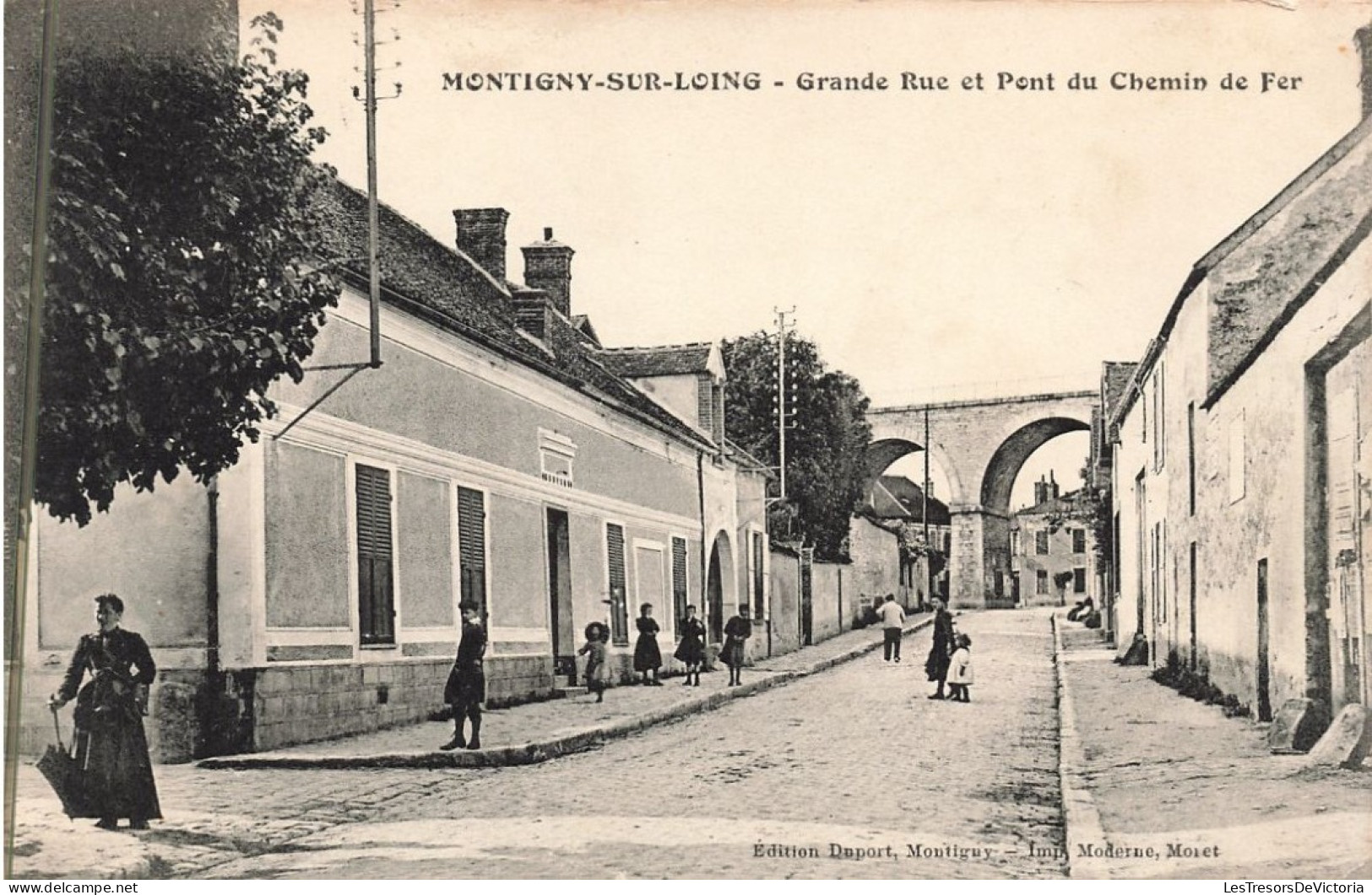 France -Montigny Sur Loing - Grande Rue Et Pont Du Chemin De Fer - Edit. Deport - Animé - Carte Postale Ancienne - Gretz Armainvilliers