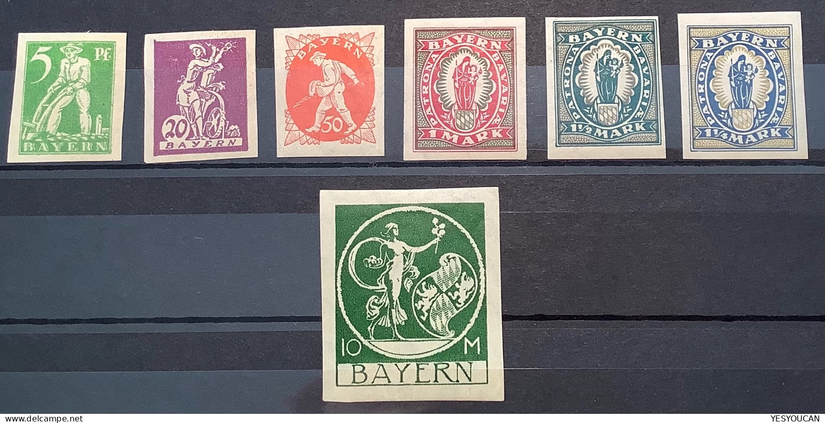 Mi 178U, 181 IU Usw SELTEN UNGEZÄHNT (130€)1920 Bayern Abschiedsausgabe 7 Werte Ungebraucht  (Baviére Bavaria Imperf - Nuevos