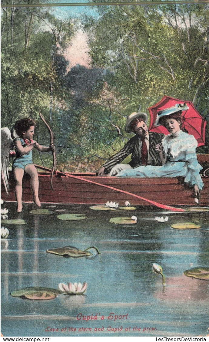 Fantaisies - Cupids Sport - Love At The Stern And Cupid At The Prow - Colorisé - Valentines   - Carte Postale Ancienne - Autres & Non Classés