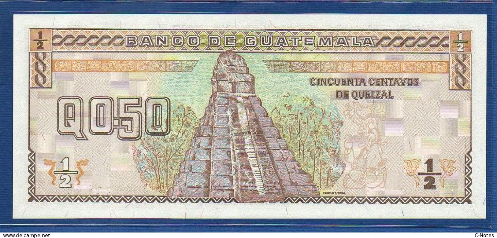 GUATEMALA - P. 98 – 50 Centavos De Quetzal 9.1.1998 UNC, S/n  A33409988A, Printer: De La Rue, London - Guatemala