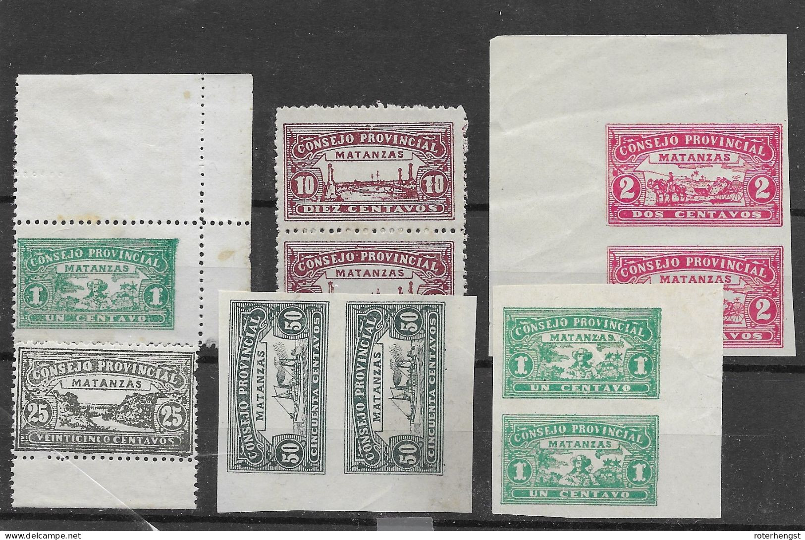 Cuba Rare Province Local Stamps From Matanzas Mint No Hinge (with Good 50 IMPERF) - Unused Stamps