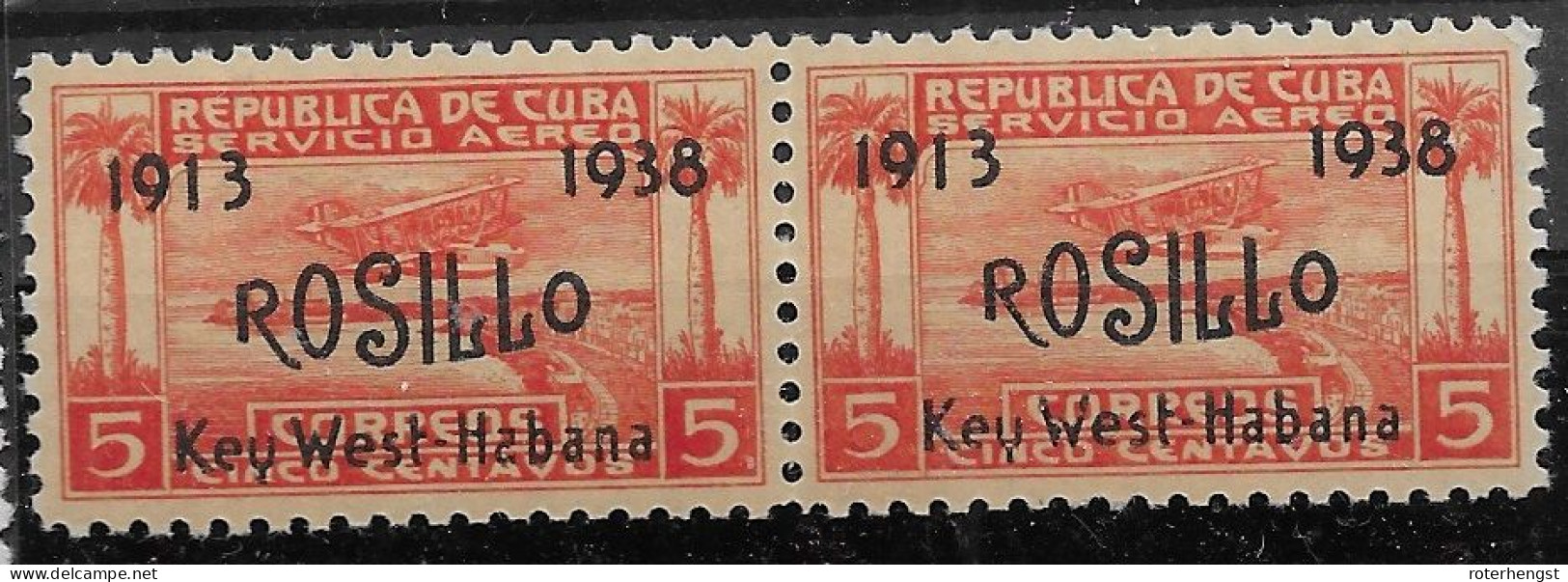 Cuba 1938 Mnh ** Left Stamp With Broken A Variety - Poste Aérienne