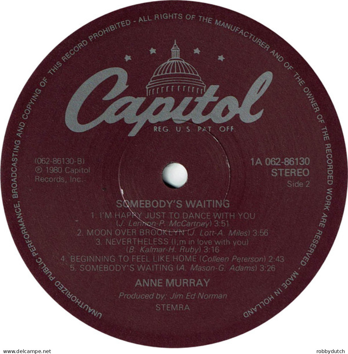 * LP *  ANNE MURRAY - SOMEBODY'S WAITING (Holland 1980 EX-) - Compilations