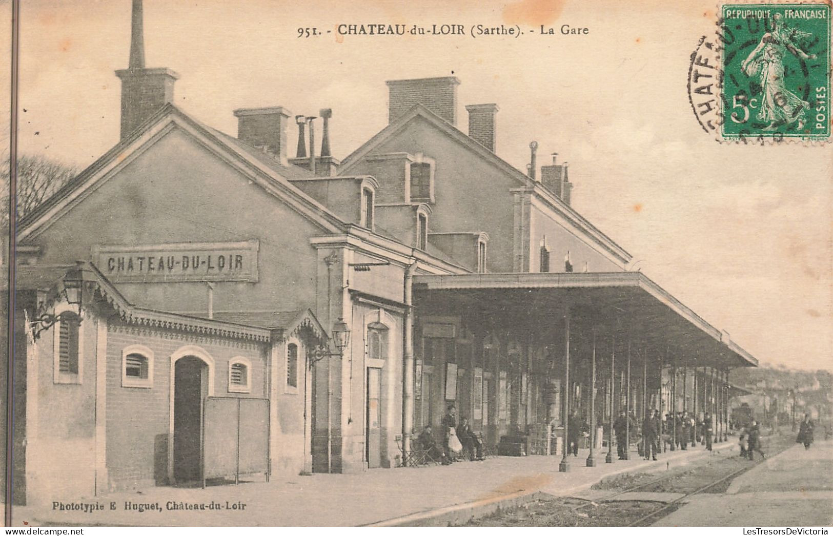 France - Chateau Du Loir - La Gare - Phototypie E Huguet - Animé - Carte Postale Ancienne - La Fleche