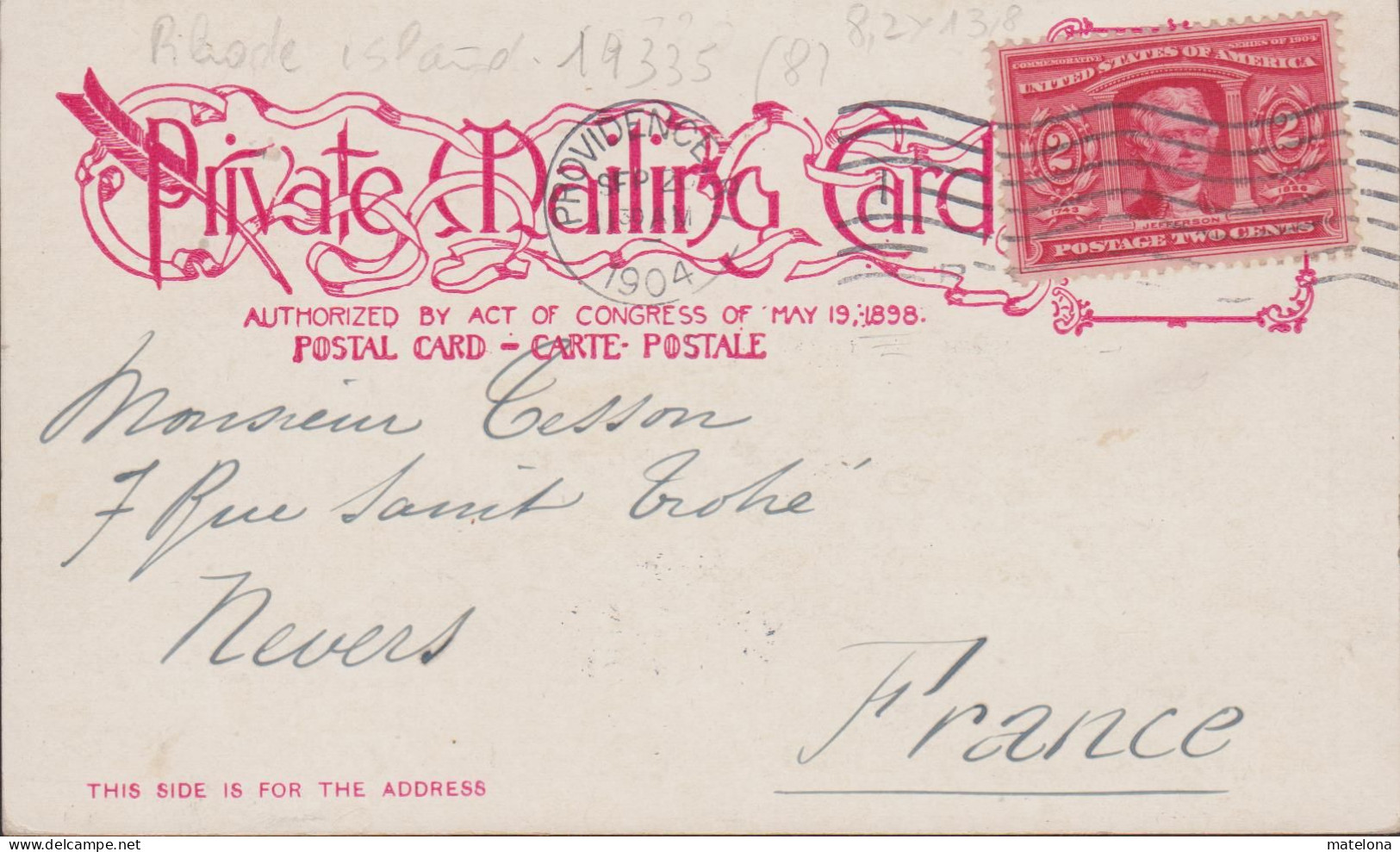 ETATS UNIS RI - RHODE ISLAND PROVIDENCE THE BETSY WILLIAMS COTTAGE ROGER WILLIAMS PARK PRECURSEUR CARTE 8,2 X 13,8 CENTI - Providence