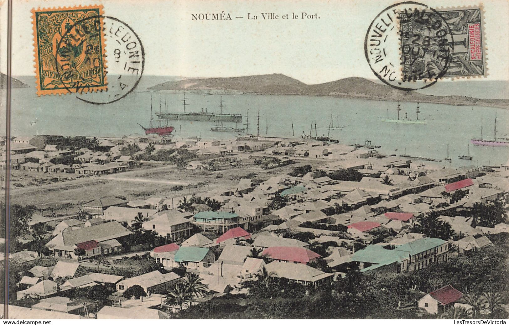 Nouvelle Calédonie - Nouméa - La Ville Et Le Port - Colorisé - Bateau -  - Carte Postale Ancienne - Nieuw-Caledonië