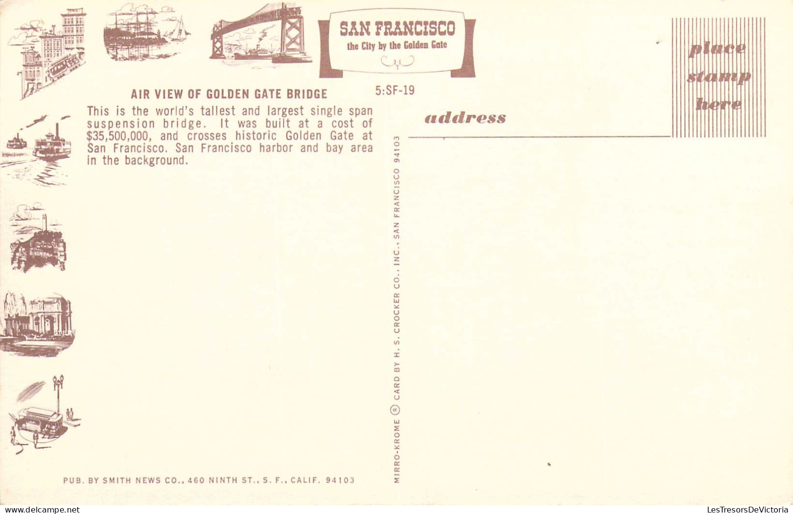 ETATS-UNIS - Californie - San Francisco - Golden Gate Bridge - Carte Postale Ancienne - San Francisco
