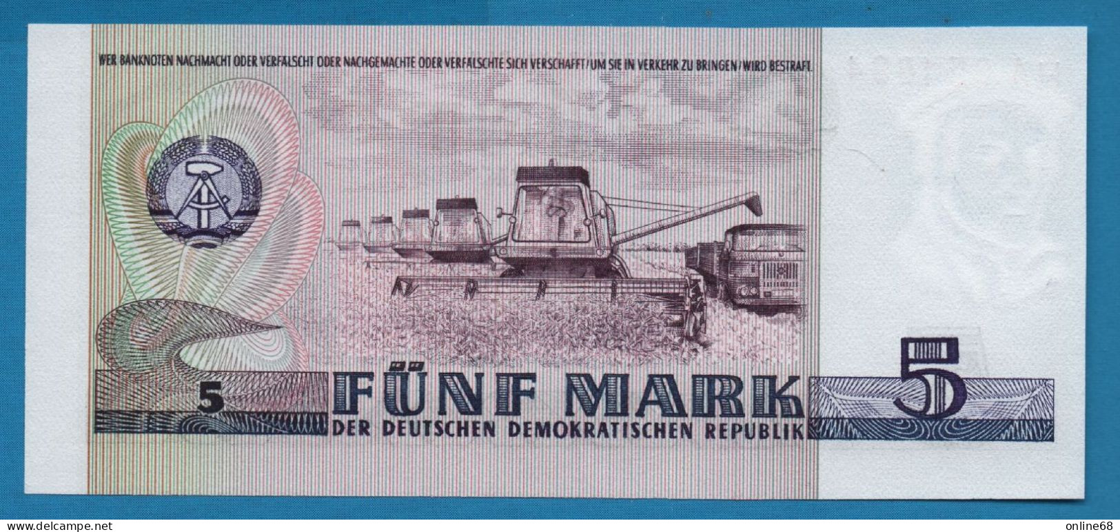 DDR RDA 5 MARK 1975 # HA051834 P# 27ax Thomas Müntzer Mismatching Serial # - 5 Mark