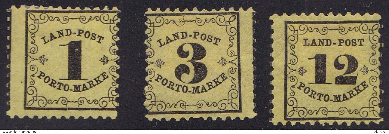 BADEN PORTO 1862 -- Ank1+2+3,  1+3+12 Kreuzer Sw A.gelb *, Marken KatWert > 63 € ... - Mint