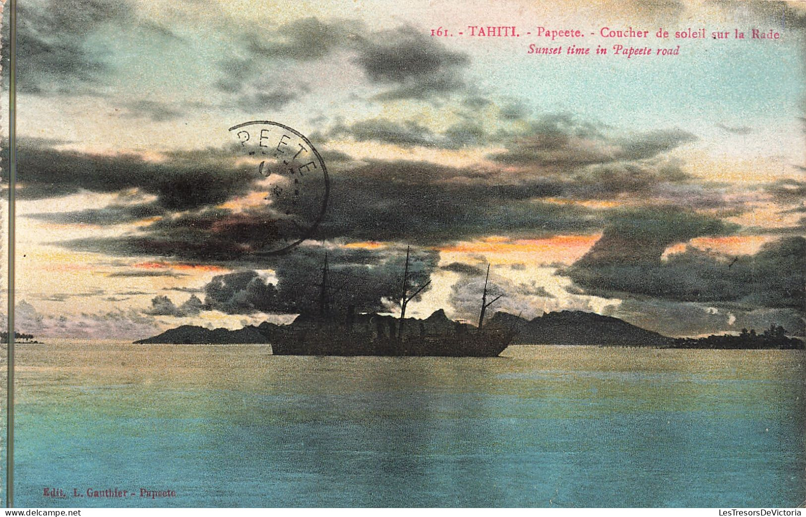 Tahiti - Papeete - Coucher De Soleil Sur La Rade - Edit. Gauthier - Colorisé -  Carte Postale Ancienne - Tahiti