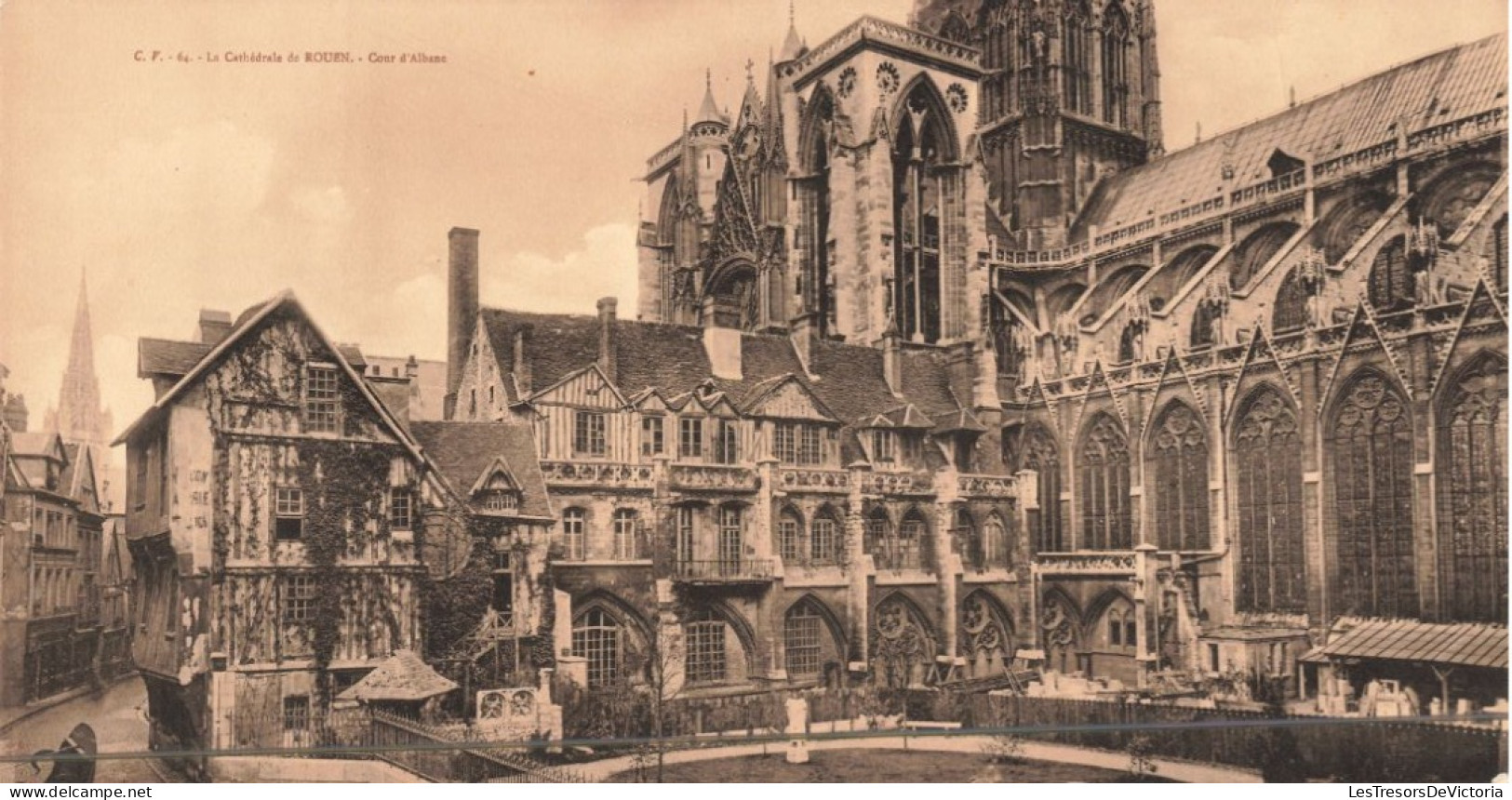 France - Rouen La Cathédrale De Rouen - Cour D'Albane - Carte Panoramique  -  Carte Postale Ancienne - Rouen