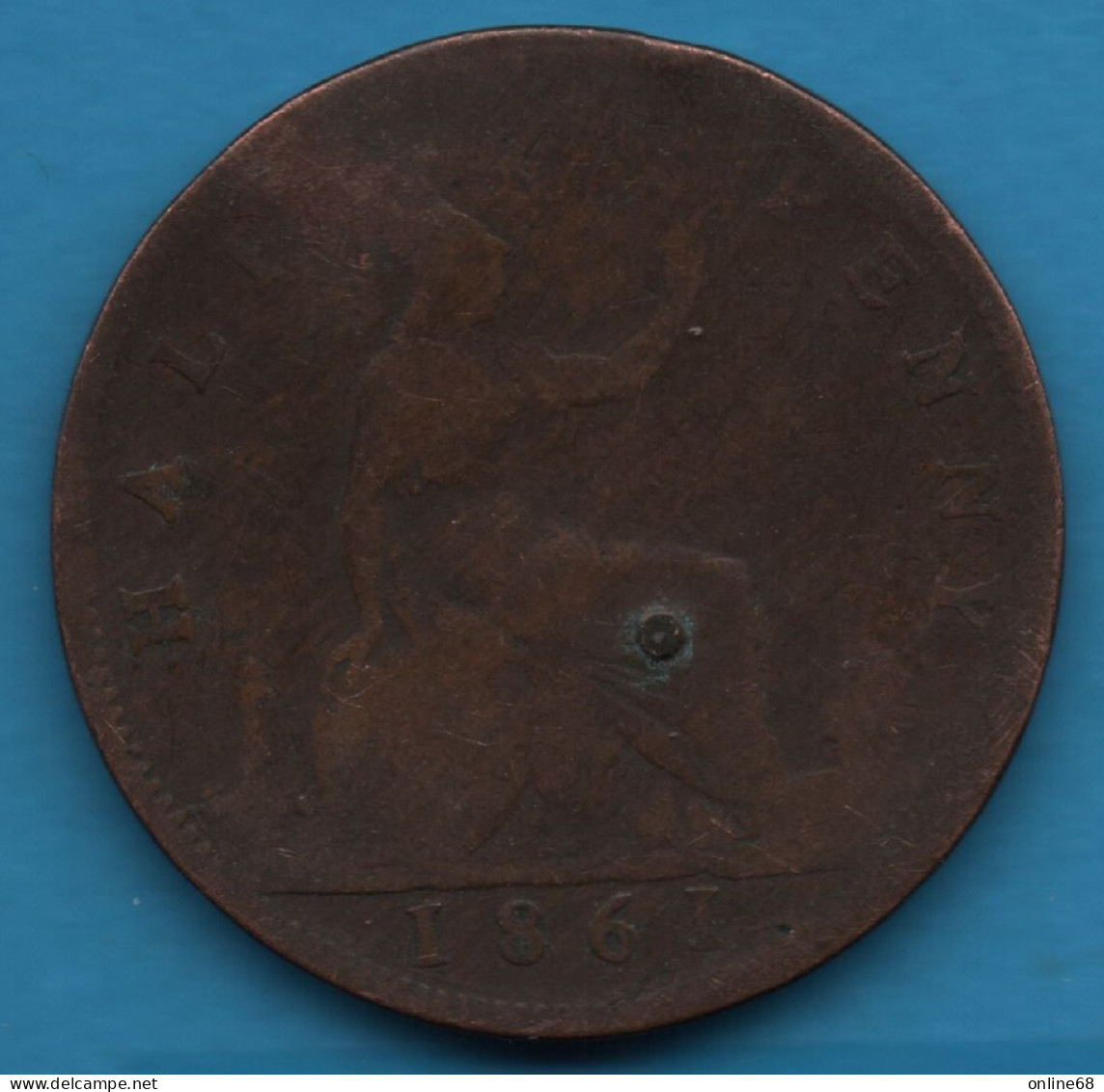 UK 1/2 PENNY 1861 KM# 748 VICTORIA DEI GRATIA - C. 1/2 Penny