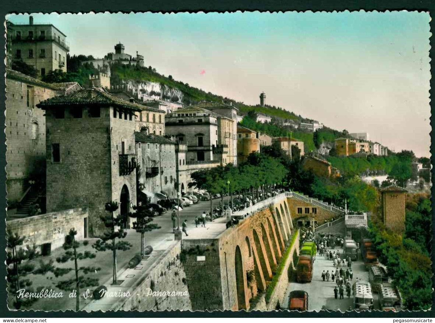 LT114 - REPUBBLICA DI S MARINO - PANORAMA ANIMATA AUTO CAR AUTOBUS 1958 - San Marino