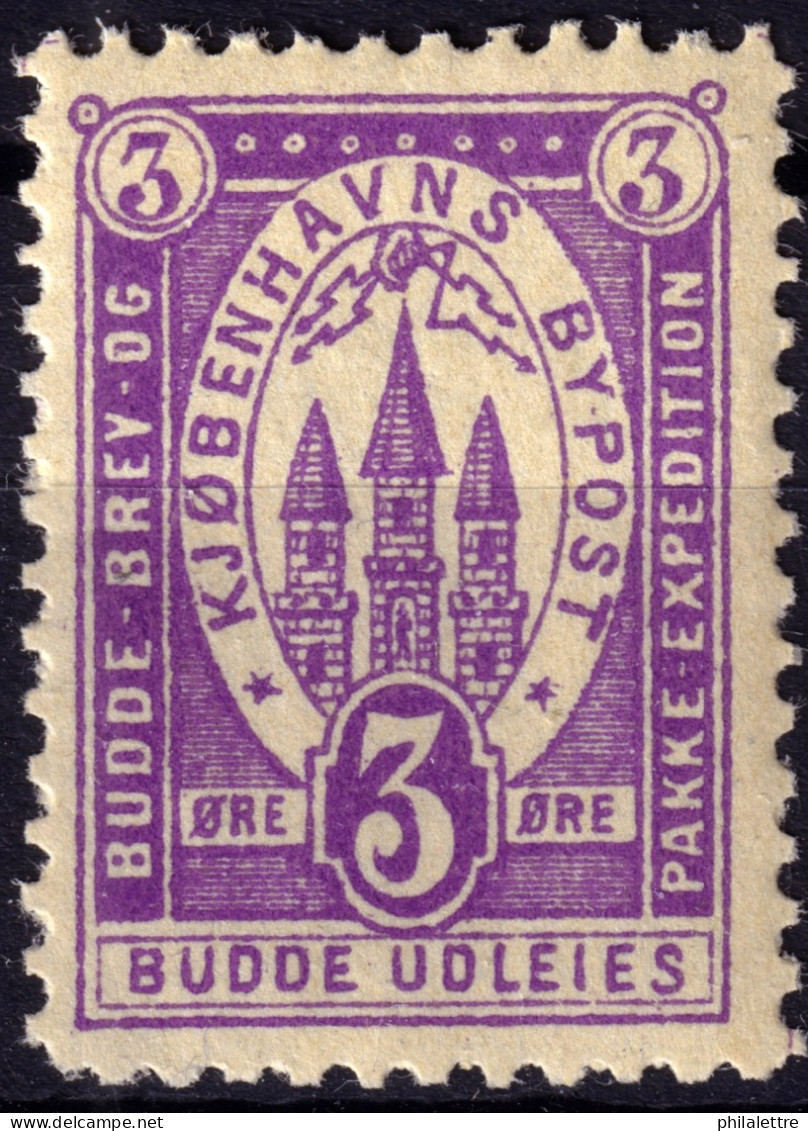 DANEMARK / DENMARK - 1887 (22 Dec) - COPENHAGEN Lauritzen & Thaulow Local Post 3øre Violet - Mint NH** - Emissions Locales