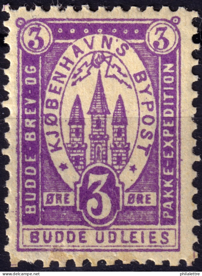 DANEMARK / DENMARK - 1887 (22 Dec) - COPENHAGEN Lauritzen & Thaulow Local Post 3øre Violet - Mint* - Lokale Uitgaven